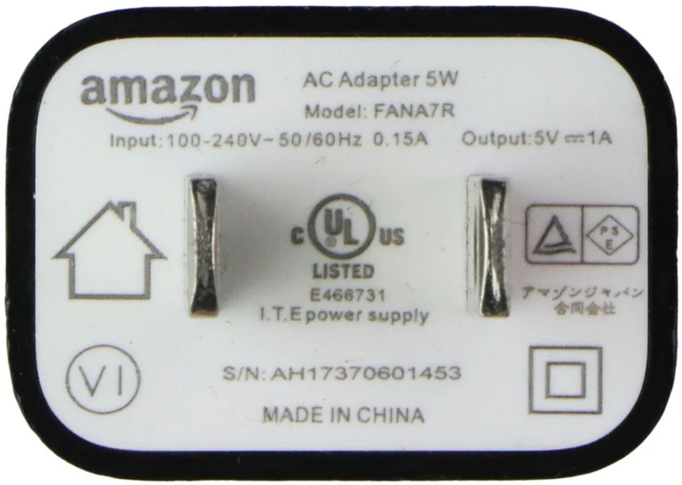 Amazon 5W USB Official OEM Power Adapter (FANA7R) - Black - Very Good
