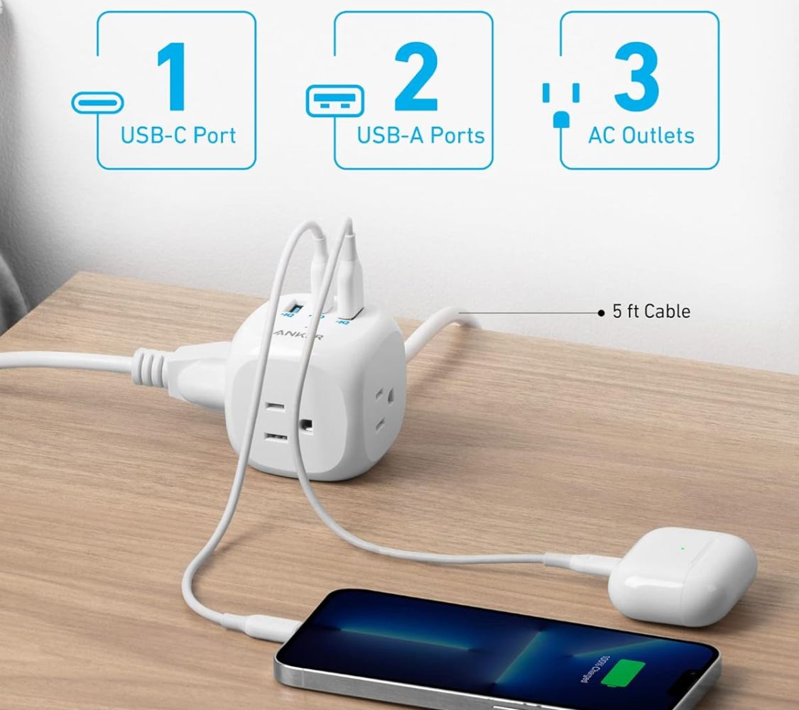 Anker 321 Power Strip 5ft | A9135 - White