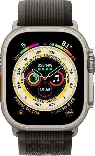 Apple Watch Ultra (Cellular + GPS) - 32GB - 49mm - Titanium Titanium Case with Black/Gray Textile Trail Loop Band - M/L Size