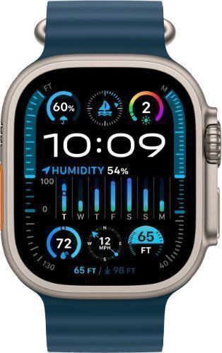 Apple Watch Ultra 2 (Cellular + GPS) - 64GB - 49mm - Titanium Titanium Case with Blue Rubber Ocean Band - One Size