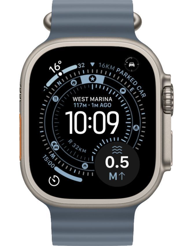 Apple Watch Ultra 3 - 64GB - 49mm - Natural Titanium Case with Anchor Blue Nylon Weave Ocean Band - M/L Size