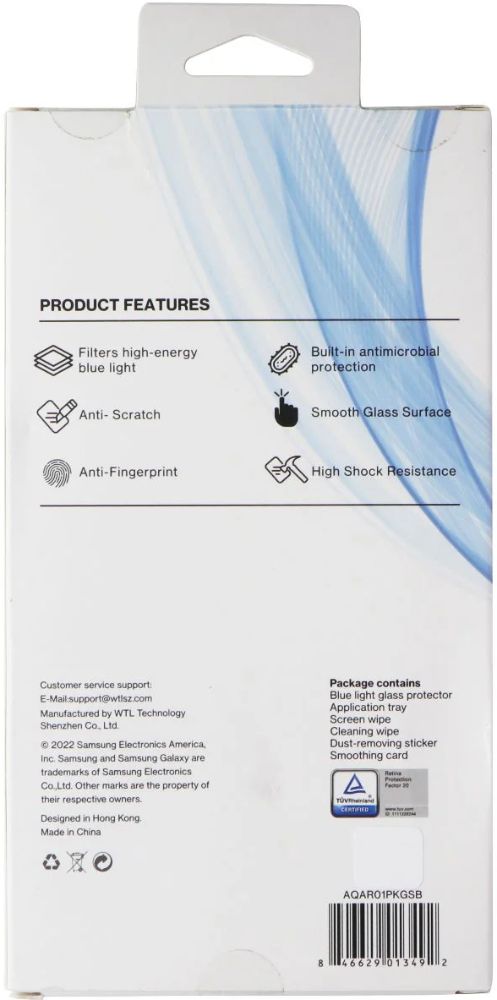AQA Blue Light Glass Screen Protector for Galaxy S22 - Clear