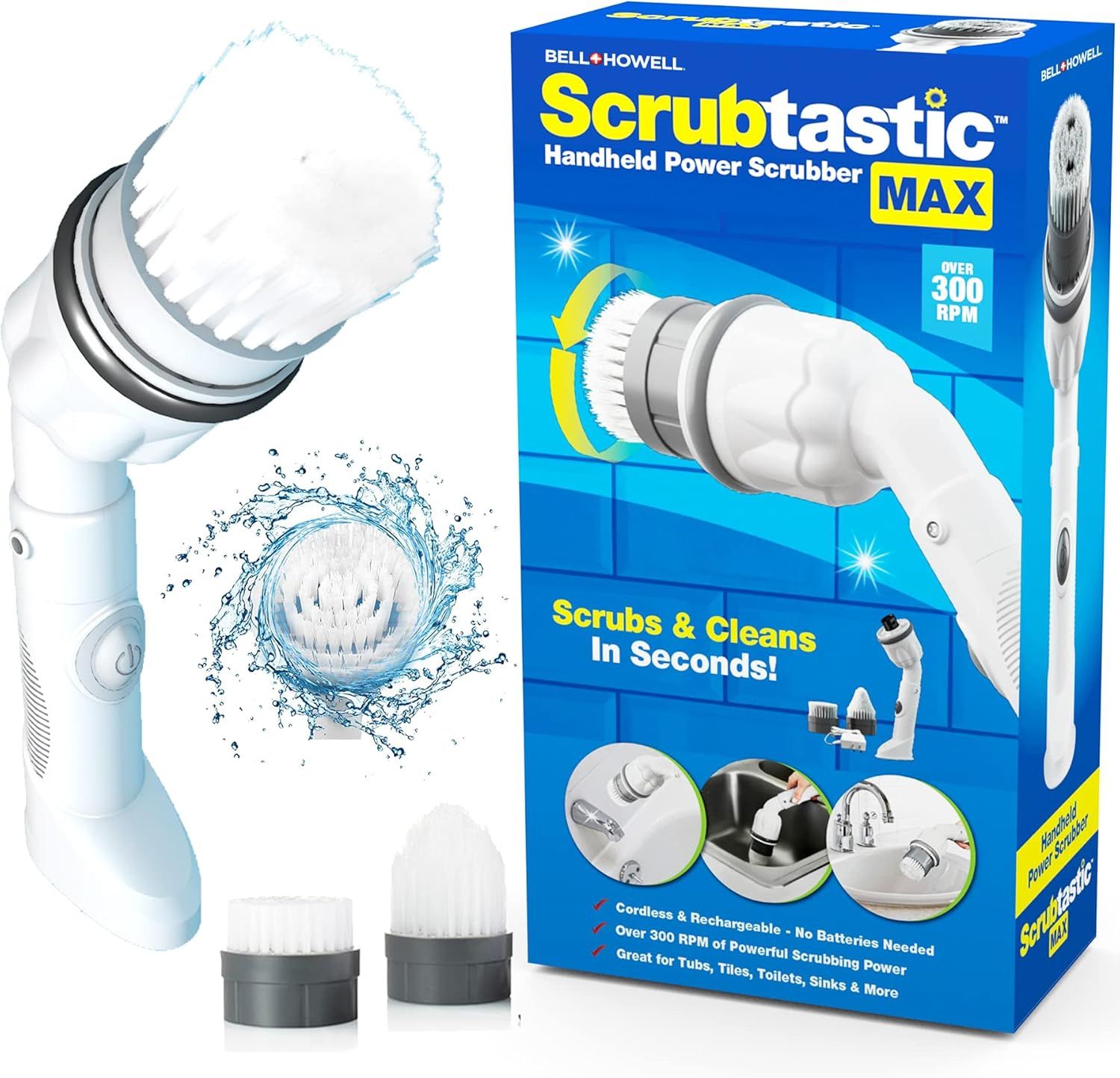 Bell + Howell Scrubtastic Max Spin Scrubber - White