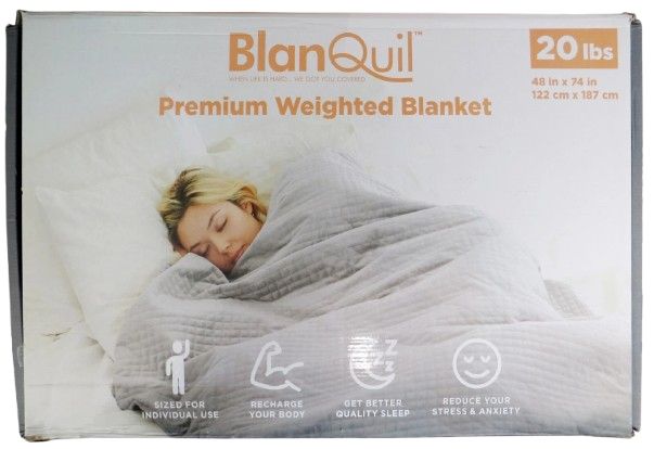BlanQuil Premium 20lbs Weighted Blanket 48 x 74" - Grey - Brand New