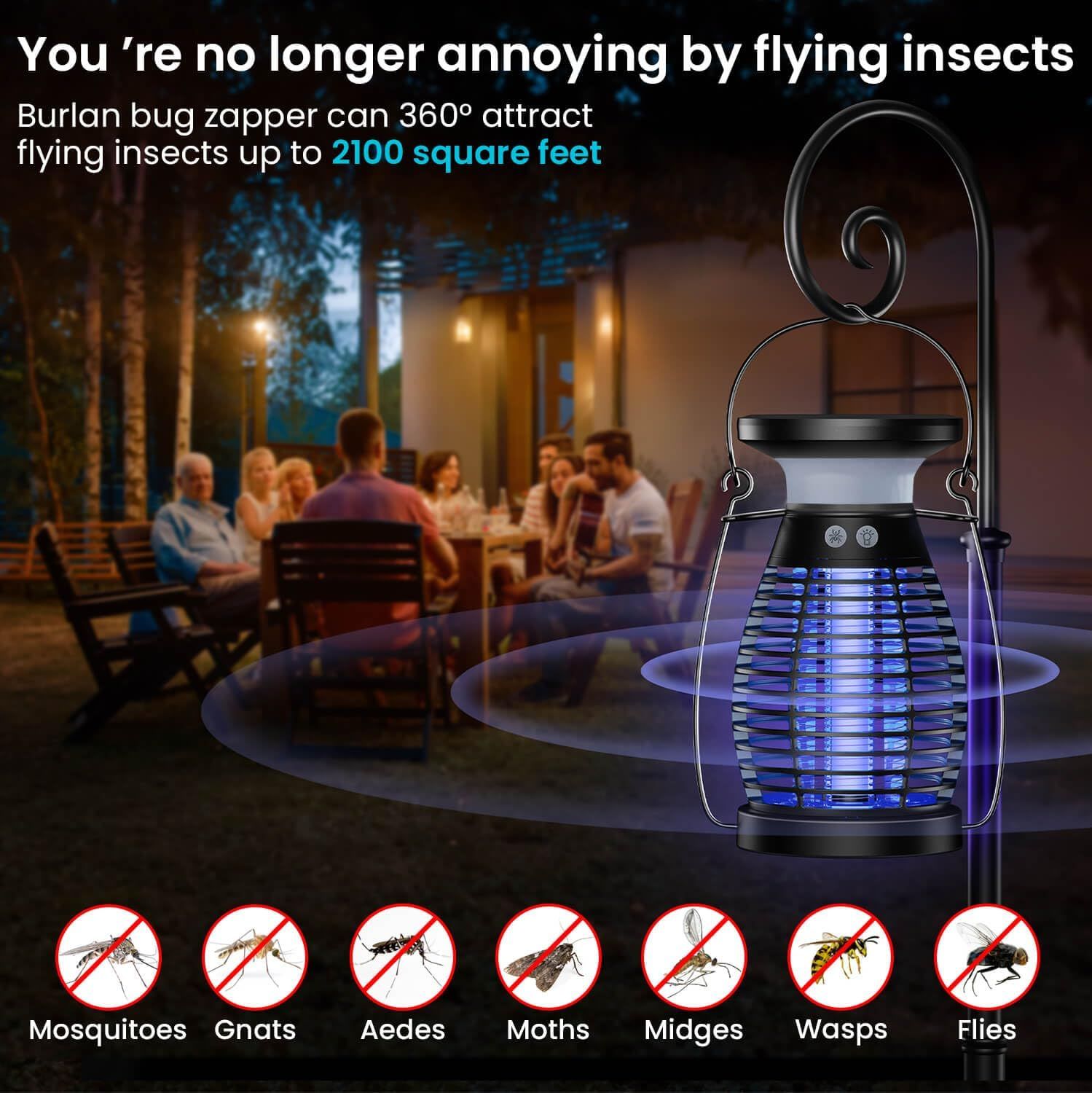 Burlan Solar Bug Zapper - Black