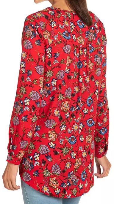 Chelsea & Theodore Women's Crossover Woven Top XL - Red Floral