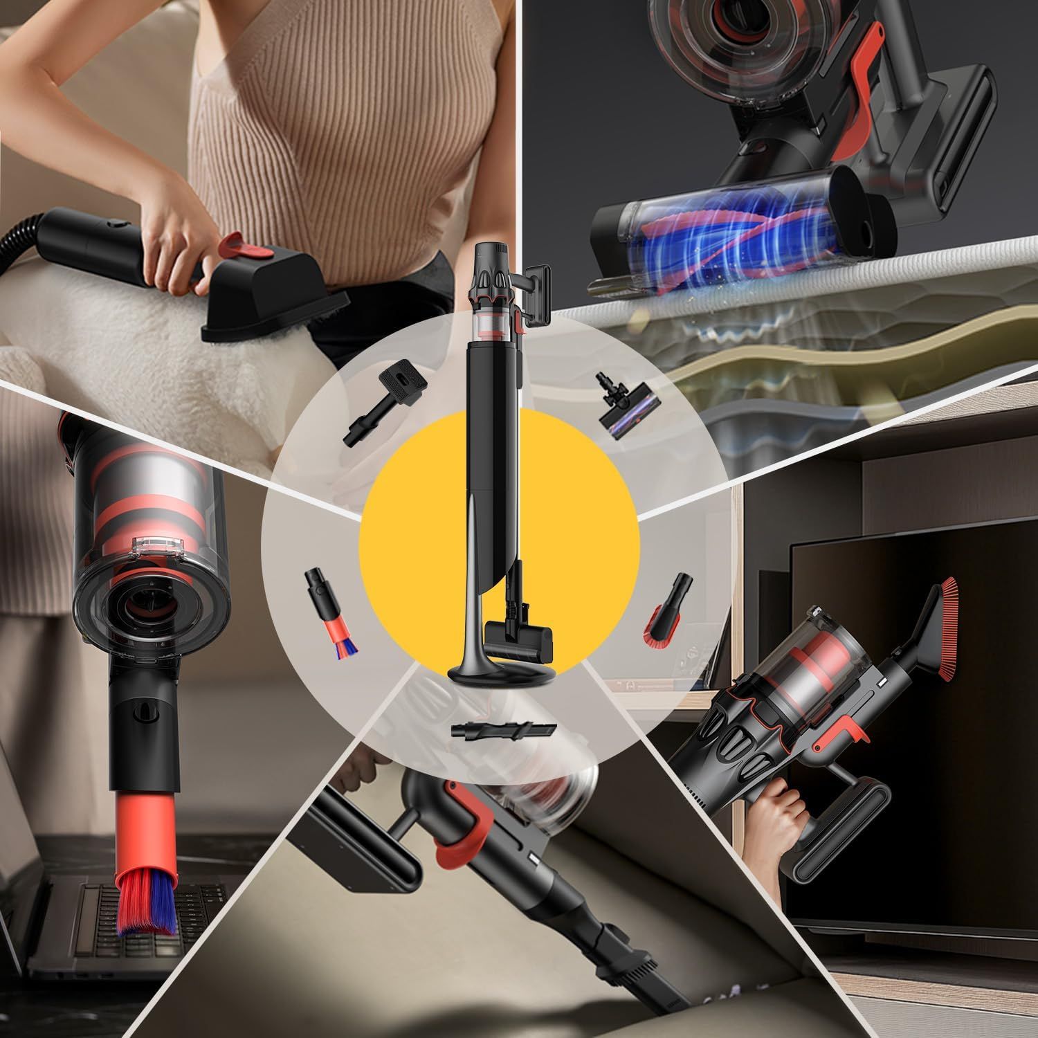 Deerma Cordless Vacuum Cleaner DEM-T50Station - Black/Red