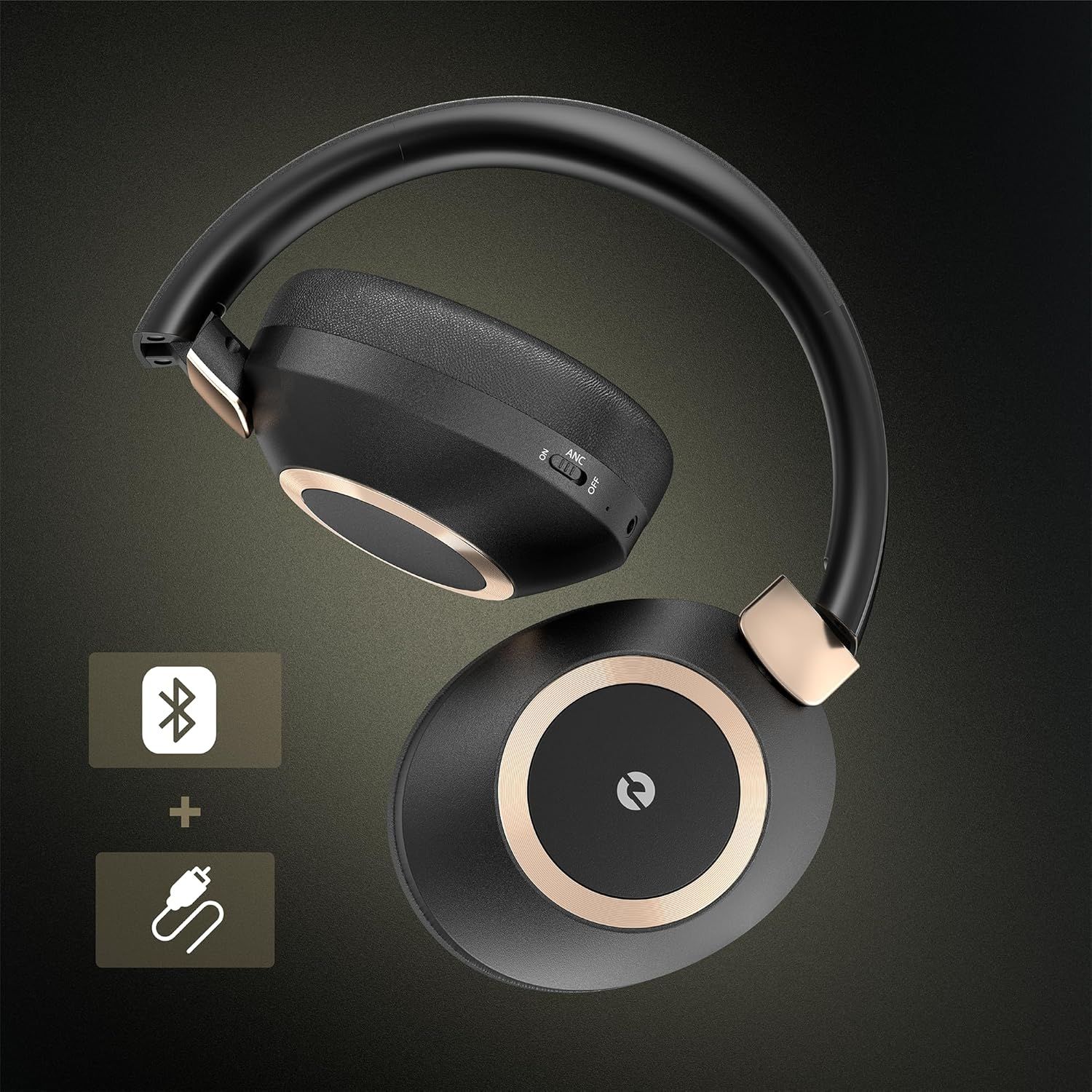 Eaorul H30 Noise Cancelling Over The Ear Headphone - Black