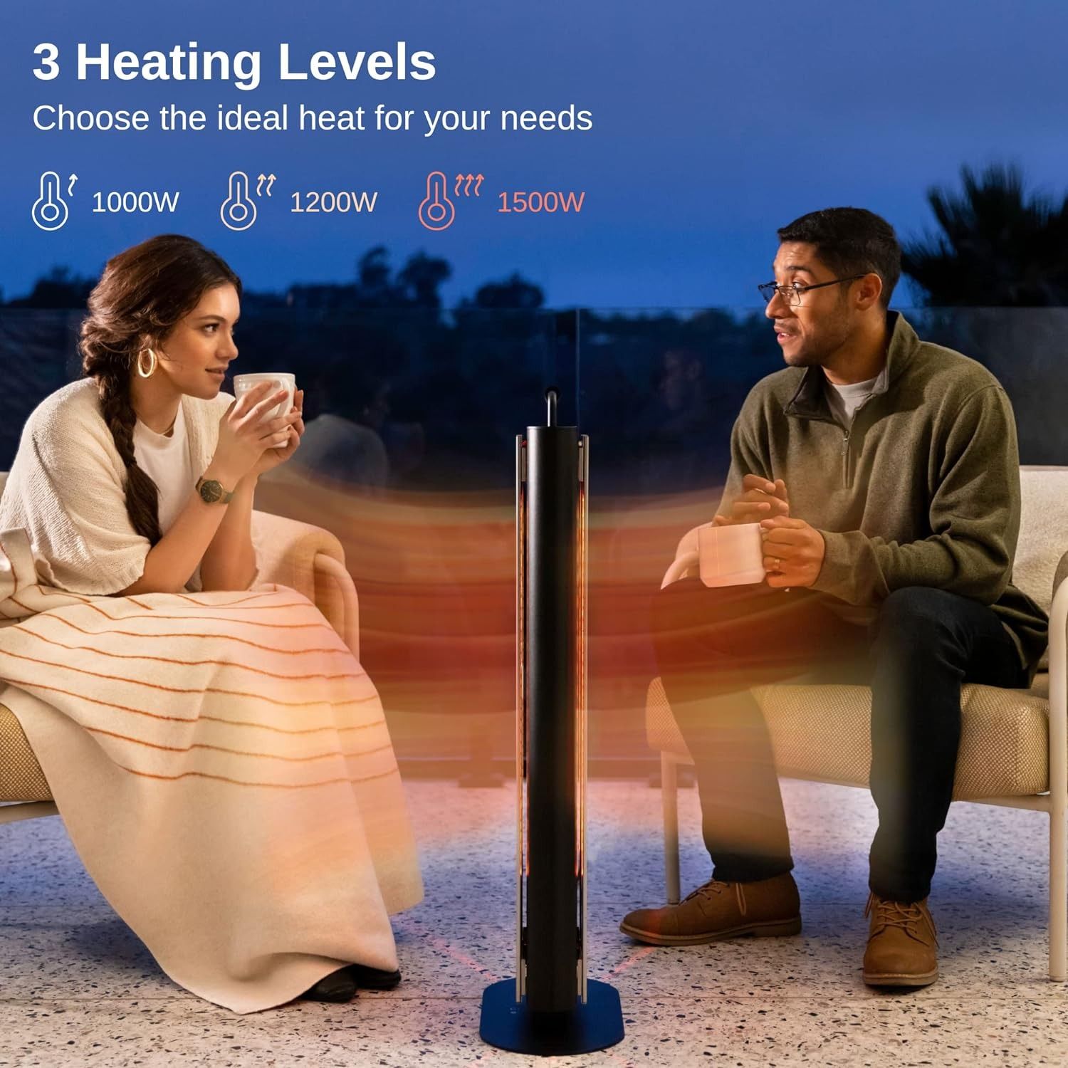 East Oak 1500W Patio Heater - Black