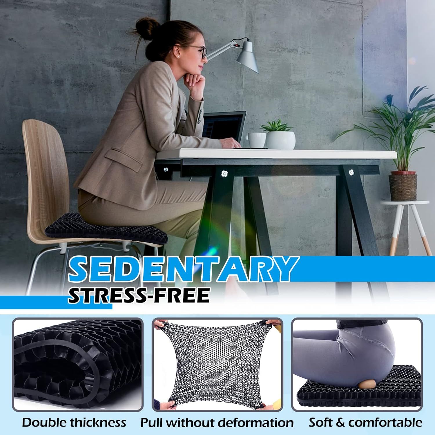 Evnoste Gel Seat Cushion (L) - Black