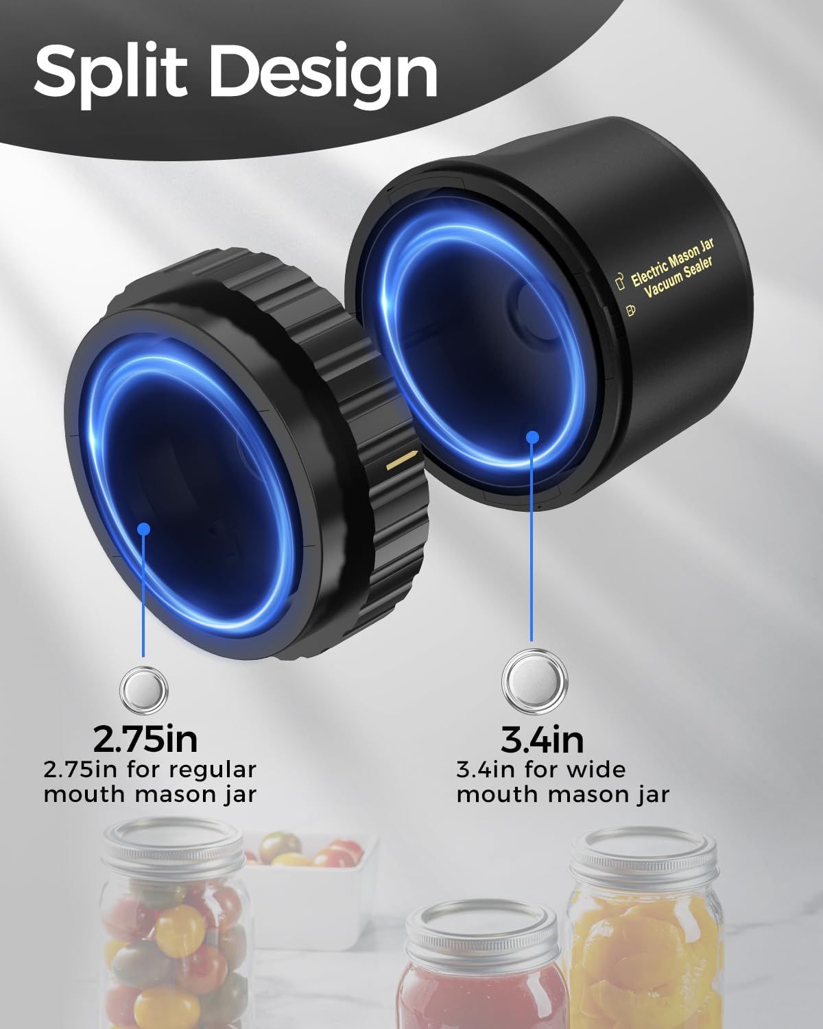 Fodmor Mason Jar Electric Vacuum Sealer - Black