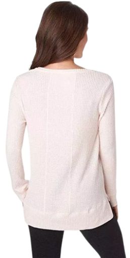 GreenTea Women's Brushed Waffle Top XXL - Light Pink
