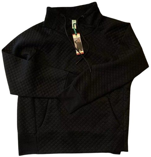 GreenTea Women's Quilt Pullover Top M - Black