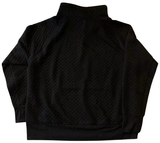 GreenTea Women's Quilt Pullover Top S - Black