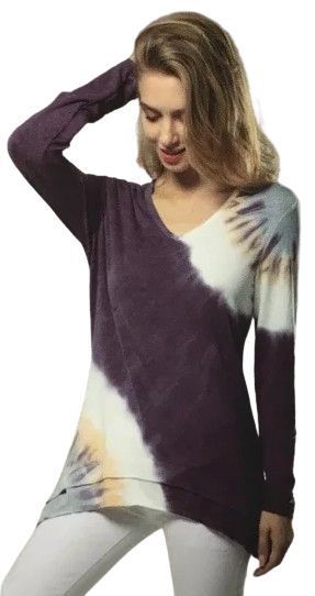 GreenTea Women's Tie Dye Top XXL - Grape