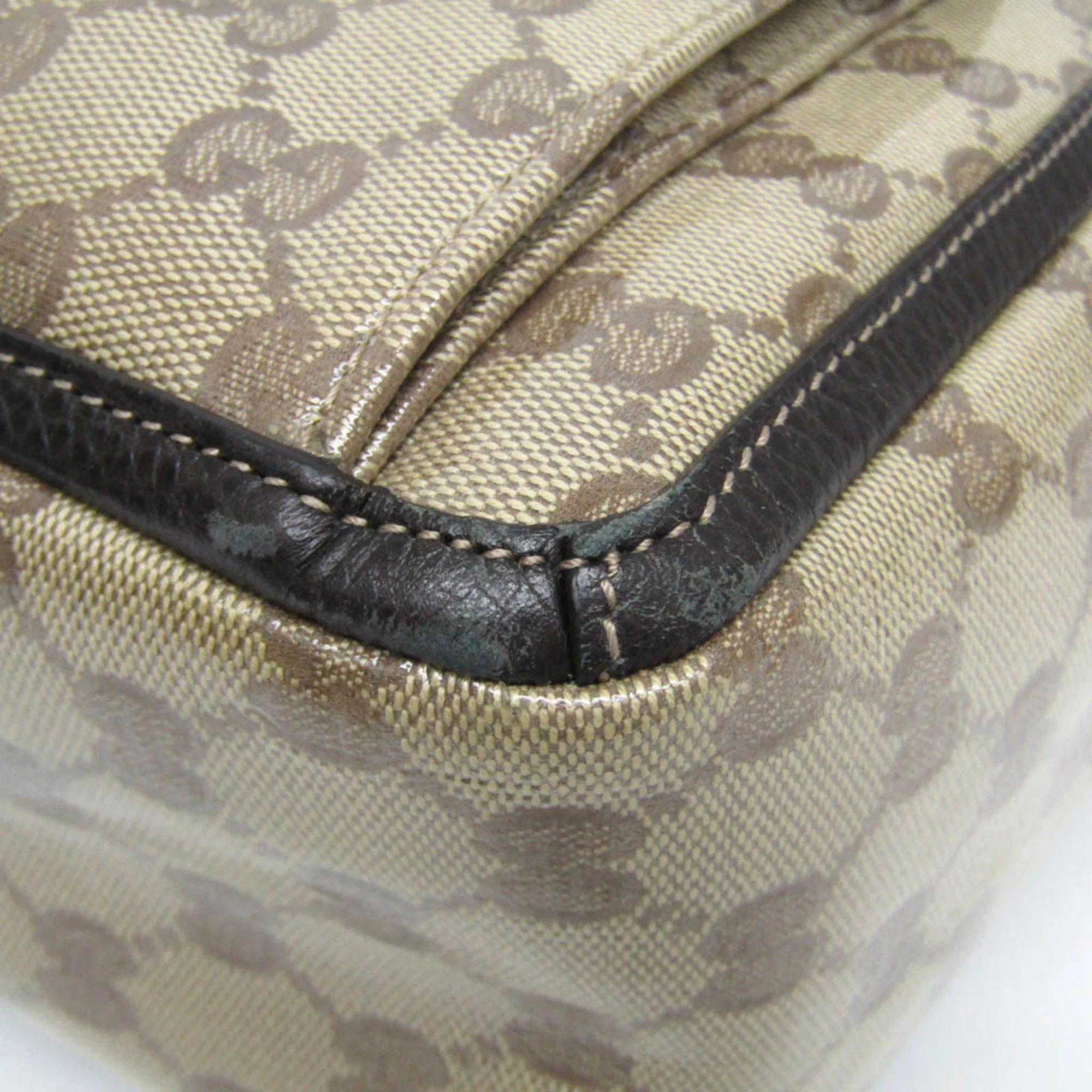 Gucci GG Crystal Leather PVC Tote Bag - Leather - Beige/Dark Brown
