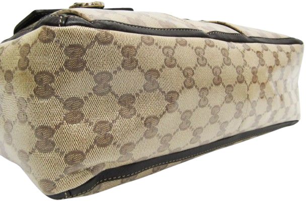 Gucci GG Crystal Leather PVC Tote Bag - Leather - Beige/Dark Brown
