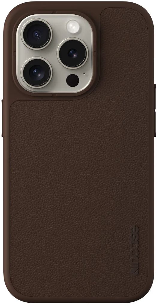 Incase Icon Phone Case with MagSafe for iPhone 15 Pro Max - Brown Pebbled Leather