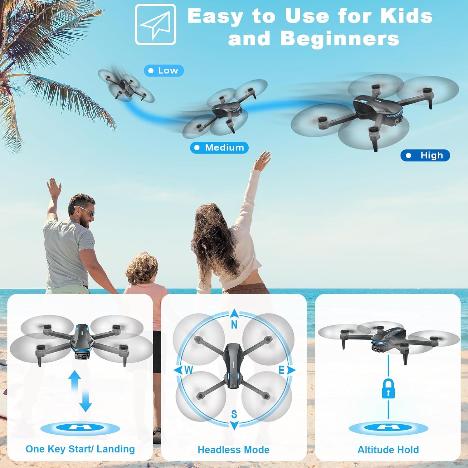 Loiley Drone with Camera Adults FPV for Kids S29 - Black