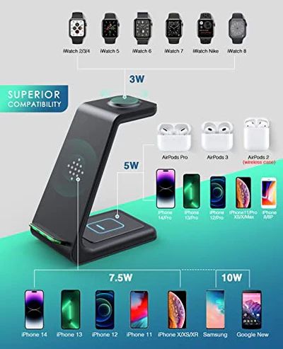 Lovis 3in1 Fast Charging Wireless Charging Station - Black