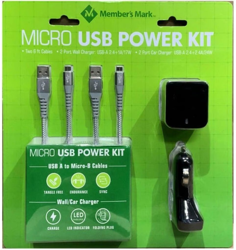 Member's Mark Micro USB Power Kit - Grey