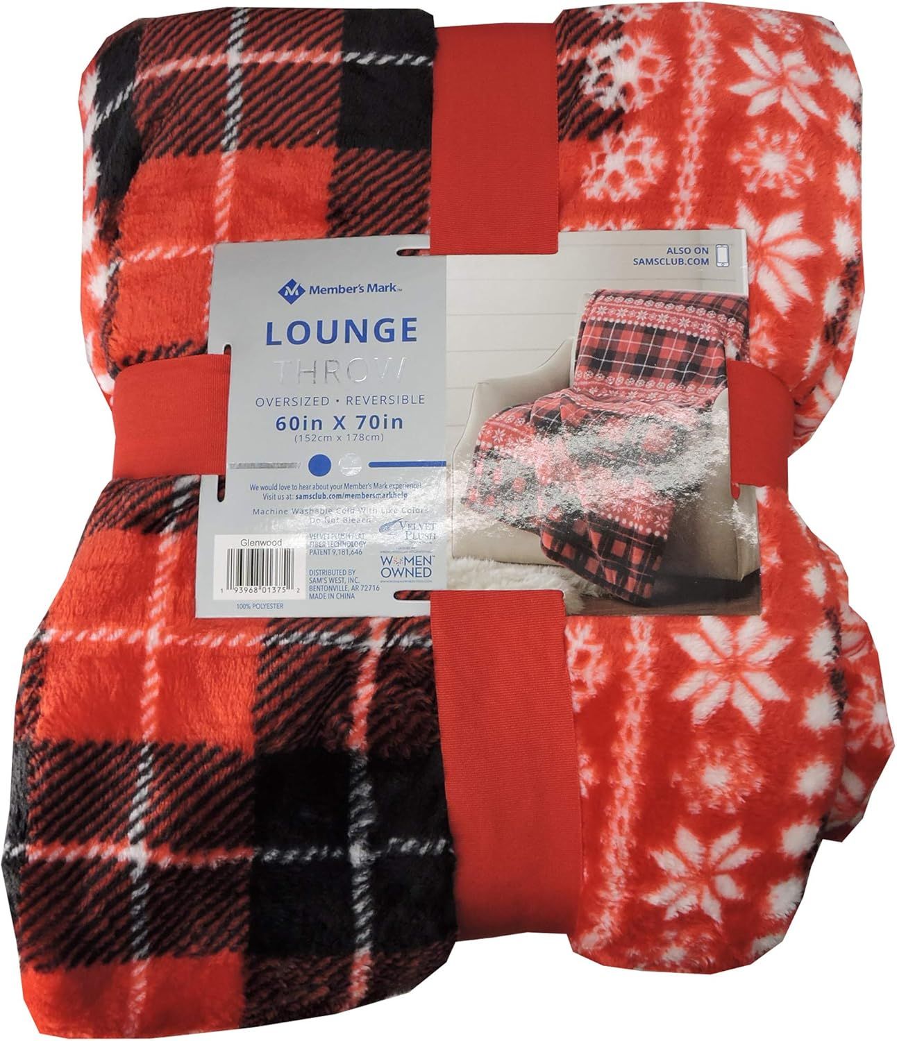 Member's Mark Reversible Lounge Throw 60 in x 70 in - Glenwood