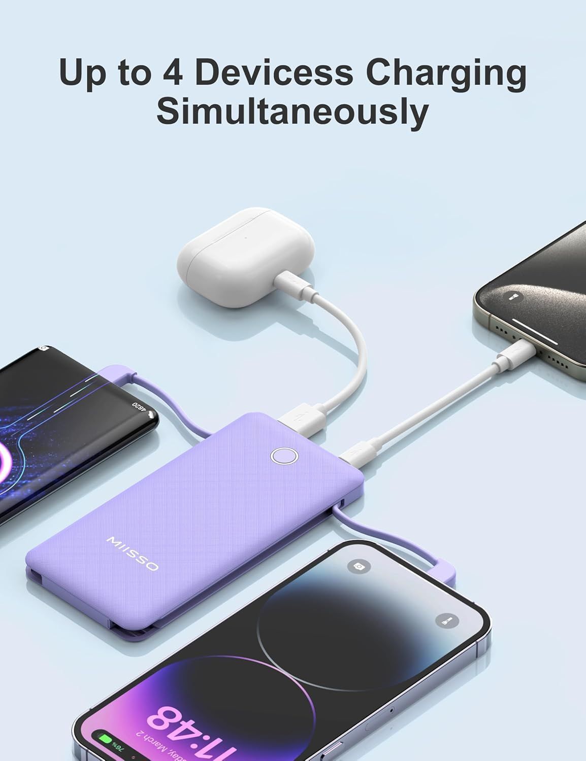 Miisso 10K95 10000mah Power Bank (2-Pack) - Purple & White