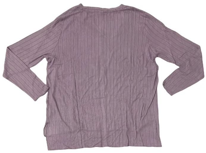Mote Women's V-Neck Stretch Long Sleeve Ribbed Shirt S - Lilac