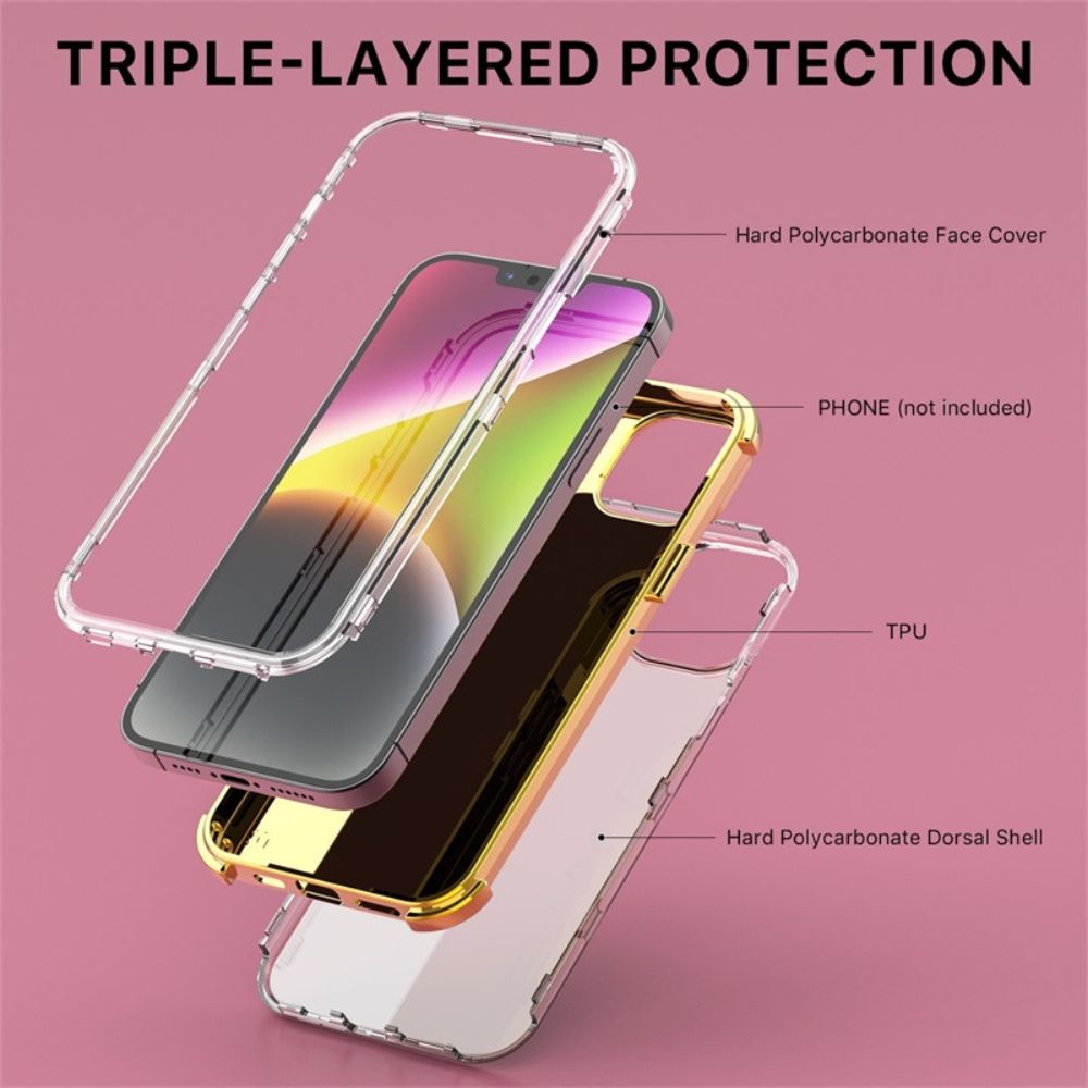 MyBat Pro Tuff Kleer Series Phone Case for iPhone 14 Plus - Pink Marbling/Electroplating Gold - Brand New