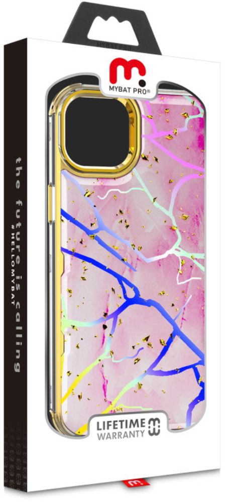 MyBat Pro Tuff Kleer Series Phone Case for iPhone 14 Plus - Pink Marbling/Electroplating Gold - Brand New