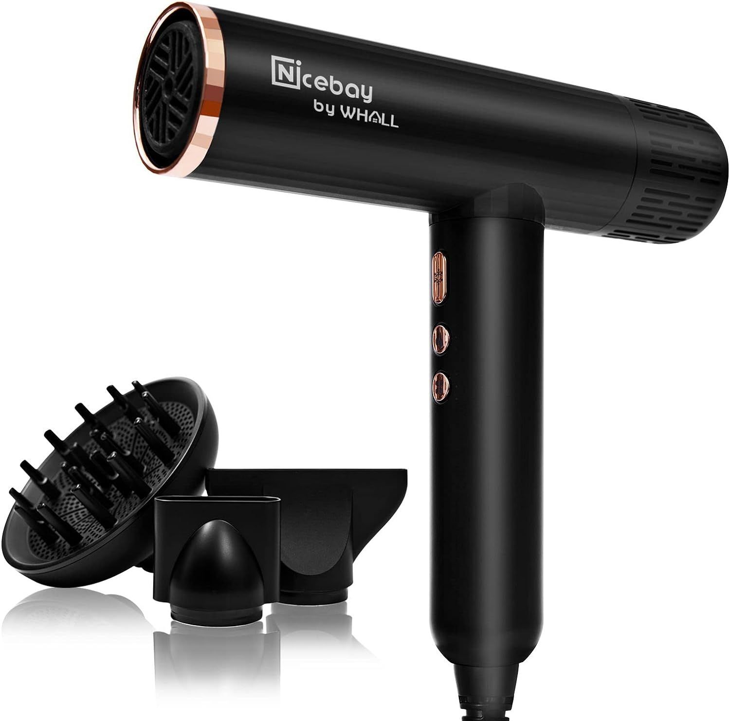 Nicebay DW-9041 Professional Hair Dryer - Black/Gold