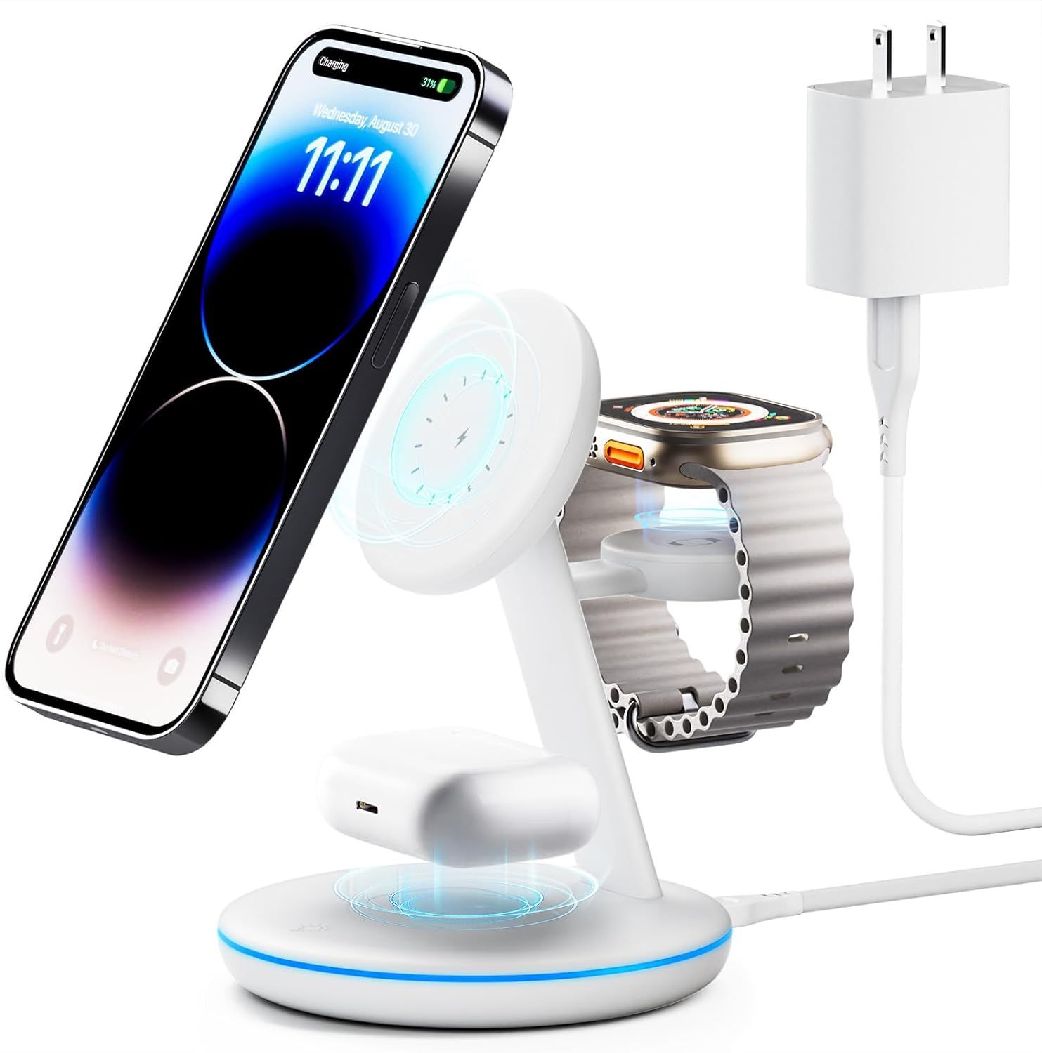 Pexxus 3 in 1 Charging Station for Apple Devices - Pure White