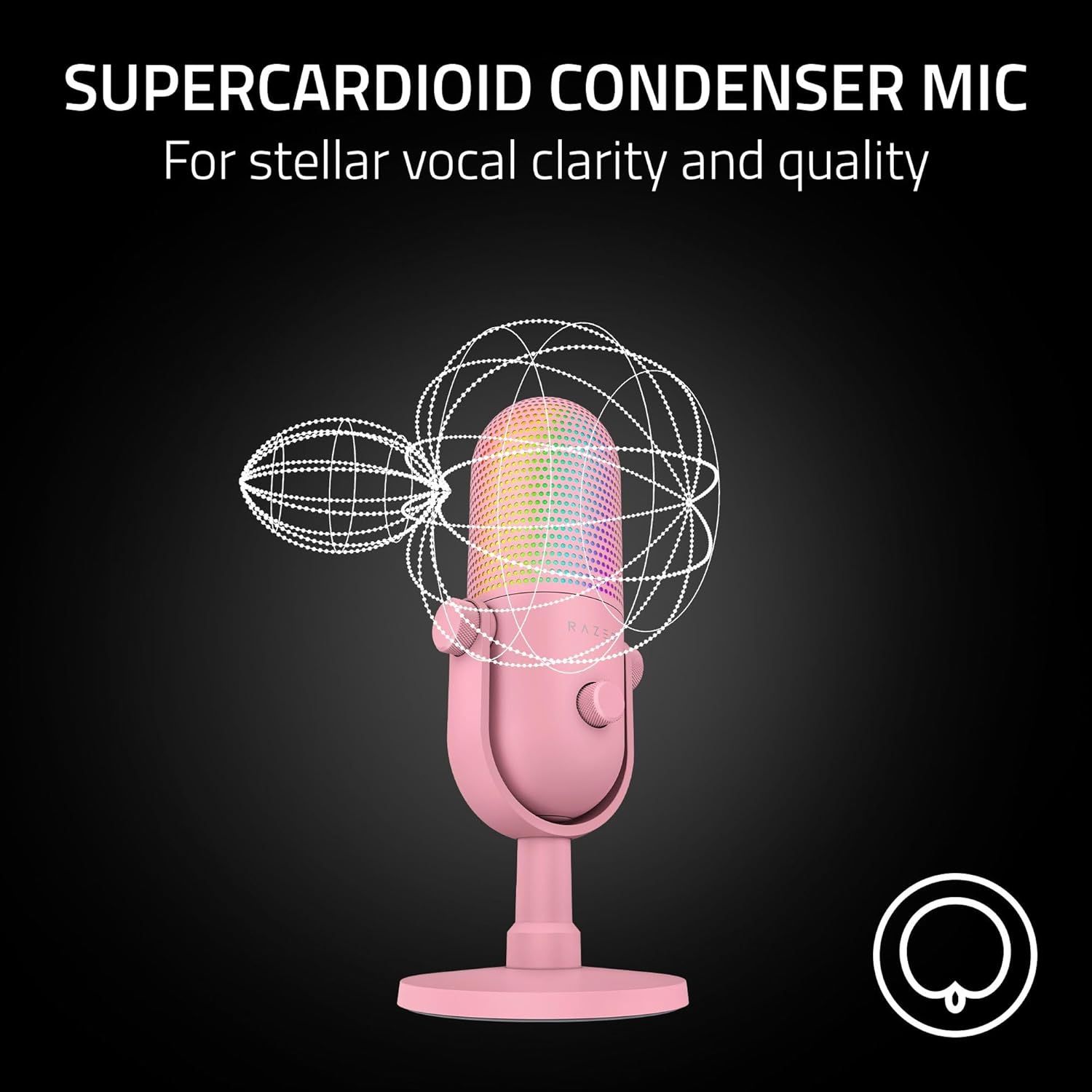 Razer Seiren V3 Chroma Condenser USB Microphone - Quartz Pink