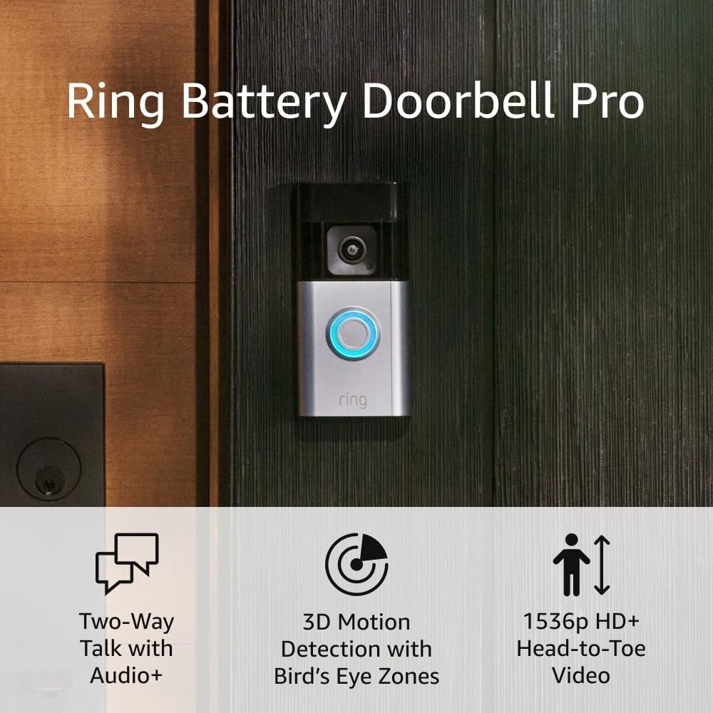 Ring Battery Doorbell Pro Smart Wi-Fi Video Doorbell - Satin Nickel