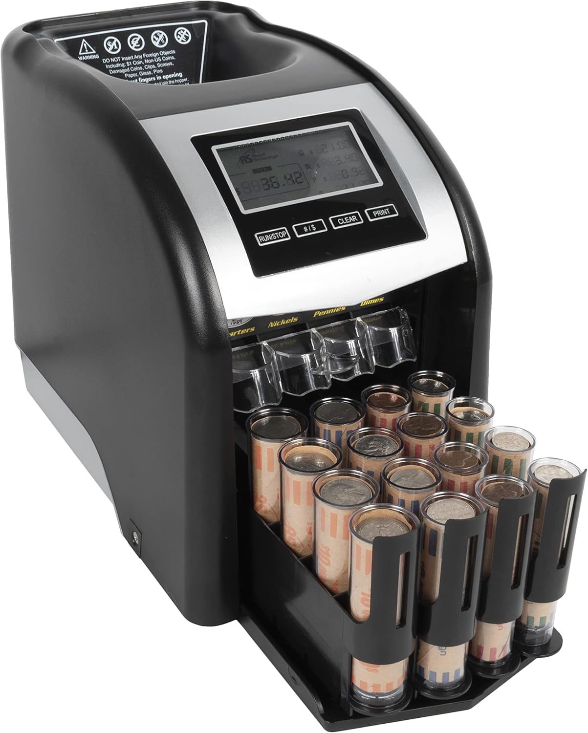 Royal Sovereign Digital 4-Row Electric Coin Sorter - Black