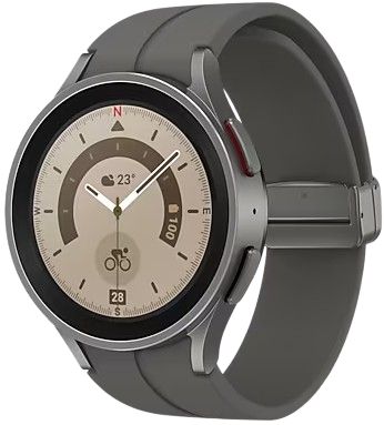 Samsung Galaxy Watch5 Pro (Bluetooth + LTE) - 16GB - 45mm - Gray Titanium Titanium Case with Gray Titanium Silicone