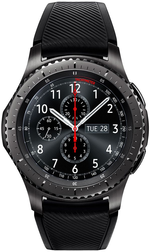 Samsung Gear S3 Frontier Smartwatch - 4GB - 46mm - Black Stainless Steel Case with Black Silicone Silicone Band
