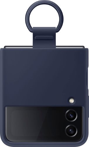 Samsung Silicone Phone Cover with Ring for Galaxy Z Flip4 - Navy