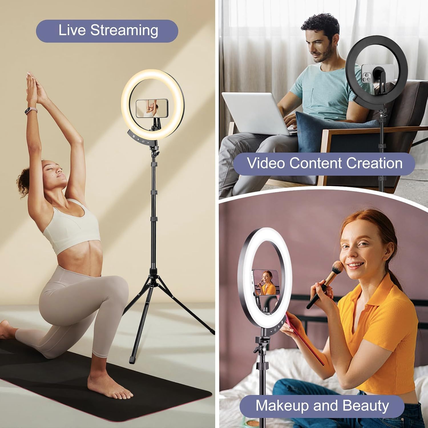 Sensyne 12" Ring Light with 62" Tripod Stand - Black
