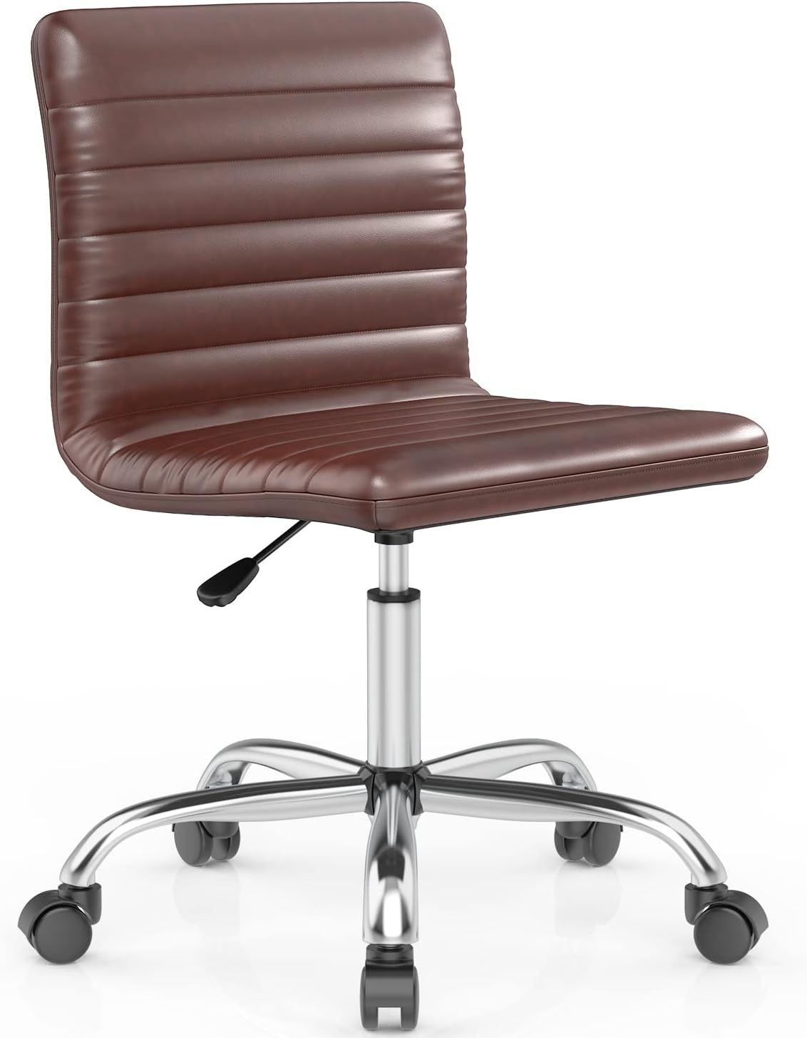Smug Armless Leather Swivel Desk Office Chair - Brown