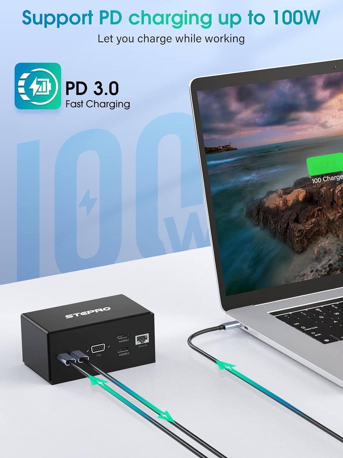 Stepro 14 in 1 USB-C Docking Station - Black