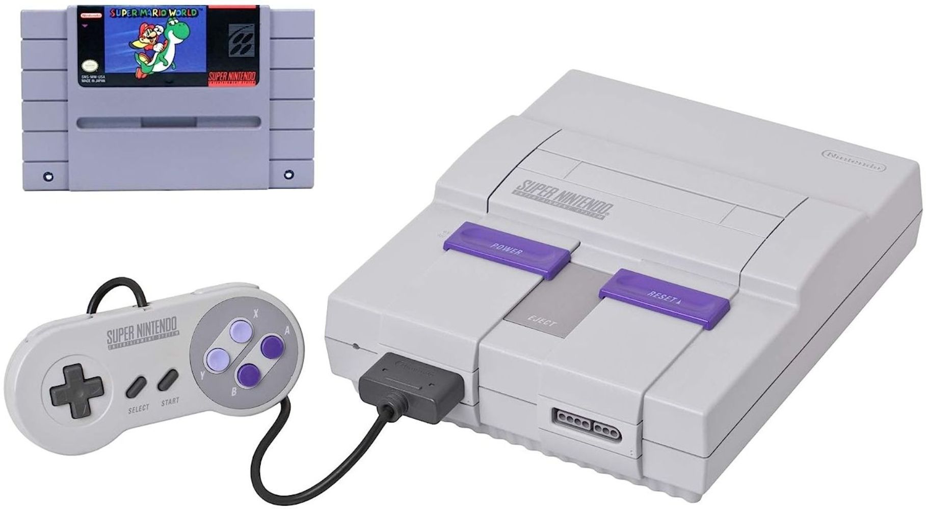 Super Nintendo SNES Bundle with Super Mario World - Gray