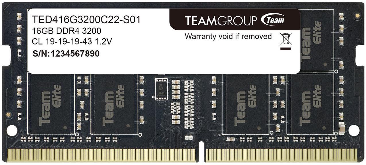 Team Group Elite 16GB DDR4 SO-DIMM Laptop Memory - Black
