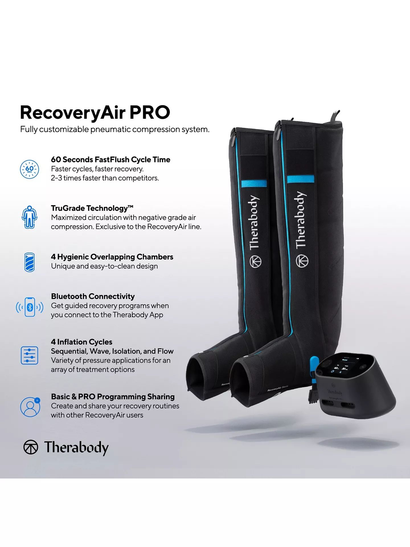 Therabody RecoveryAir Pro Compression Boots (Medium) - Black