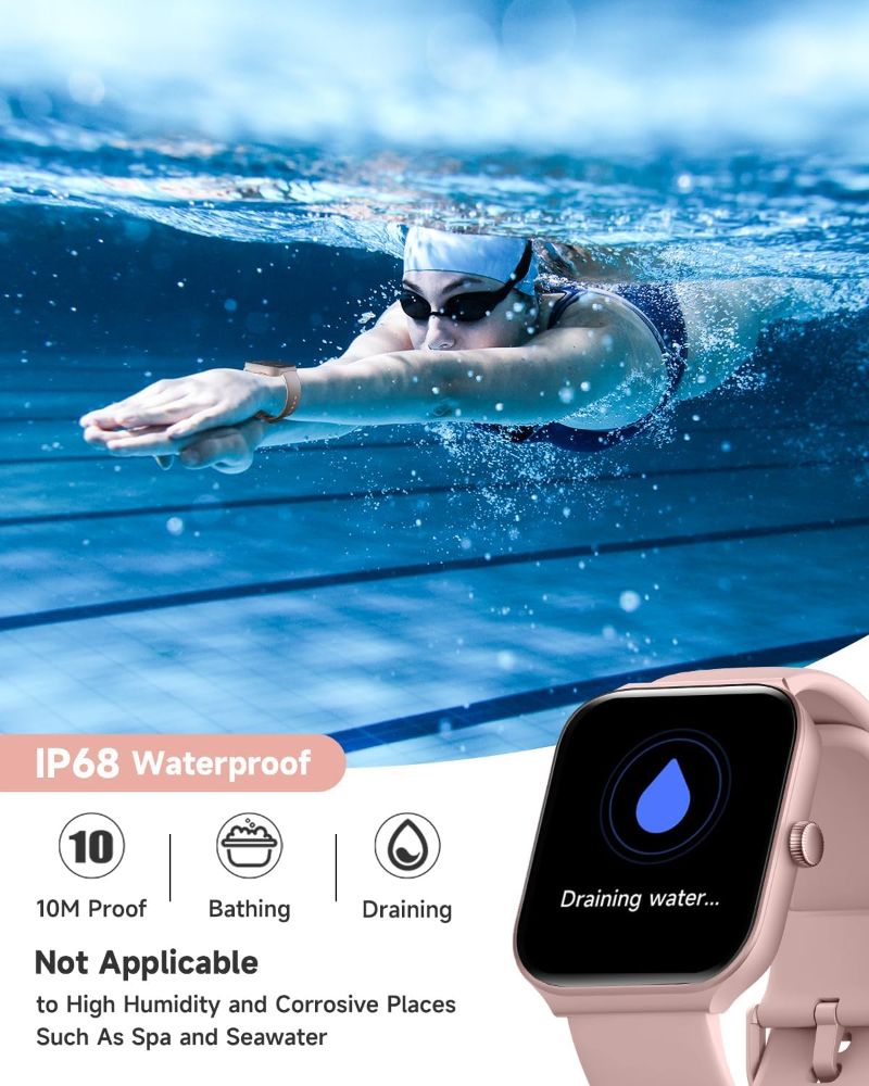TOOBUR IDW16 Smartwatch - 49mm - Pink Plastic Case with Pink Silicone Silicone Band