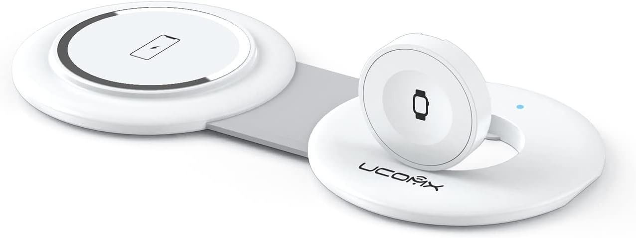 UCOMX Nano Mini Magnetic 2 in 1 Wireless Charger - White