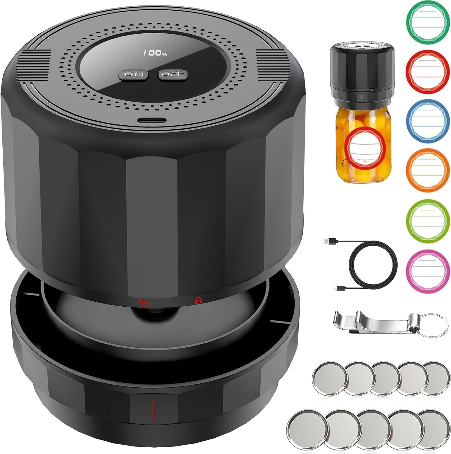 Unerver M11 Electric Mason Jar Vacuum Sealer - Black