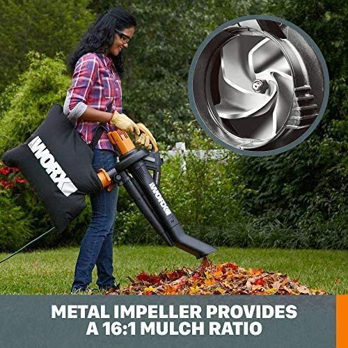 Worx WG505 Trivac 12 Amp 3-in-1 Leaf Blower - Black/Orange