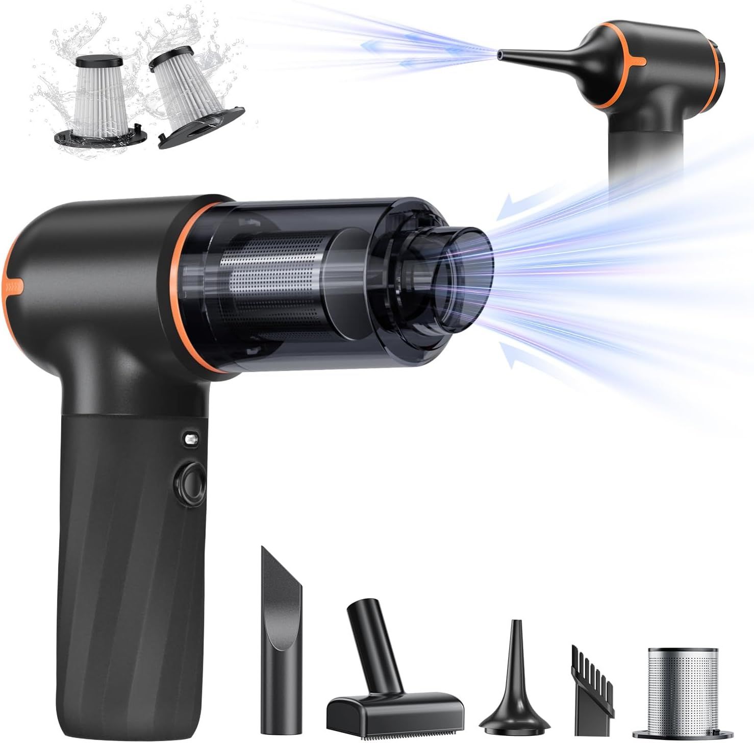 Yiju 4-in-1 12000Pa Handheld Car & Home Vacuum Cleaner - Black/Orange