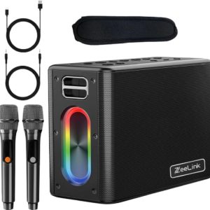 ZEELINK Karaoke Machine Two Wireless Microphones 150W Powerful